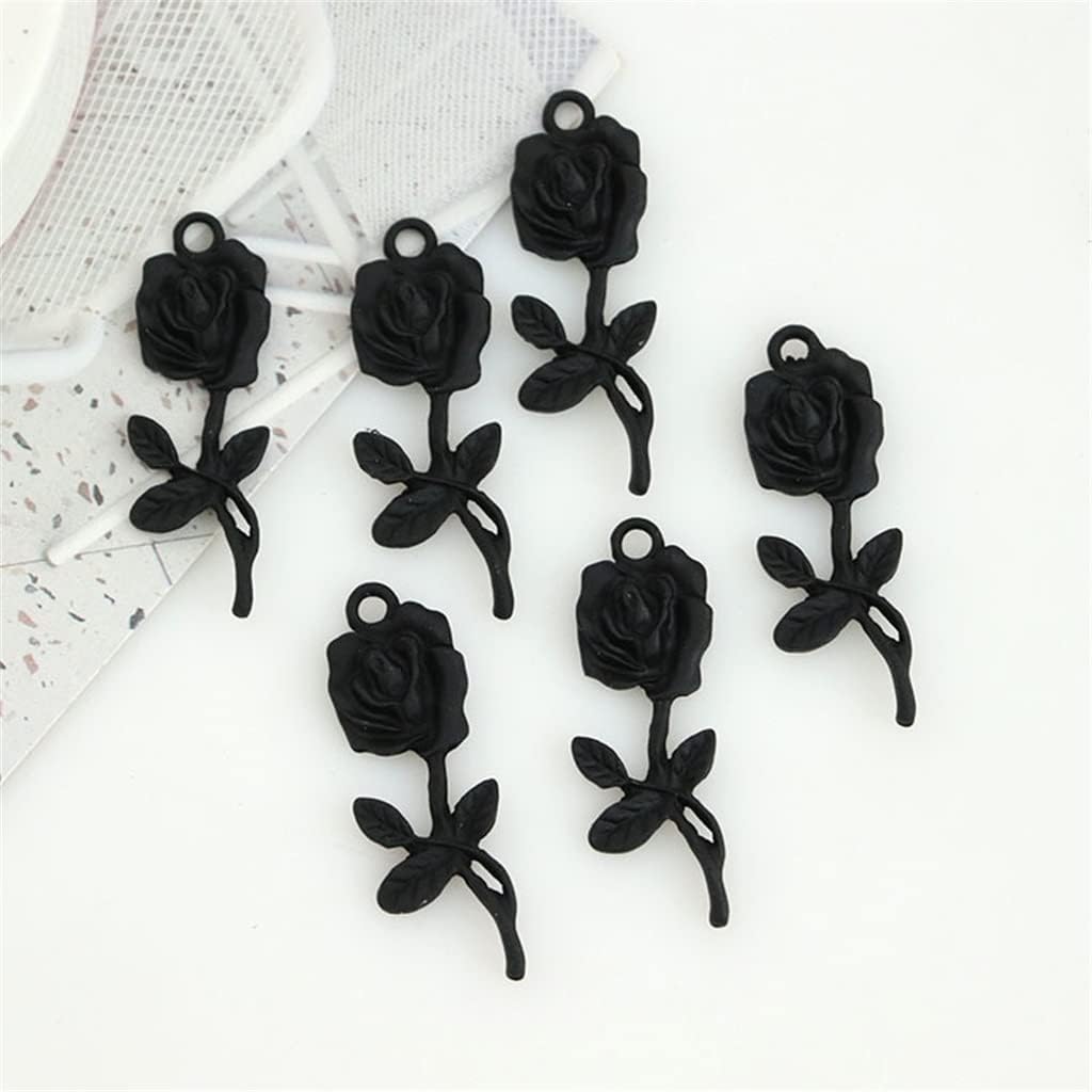 SIDUFHAOPKLL Black Flower Earrings Pendant Accessories Handmade DIY Material Temperament(D)