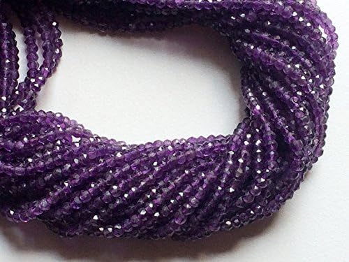 1 strand natural amethyst faceted rondelles, purple amethyst beads, amethyst necklace, 3-4mm micro faceted rondelles - 13 inch