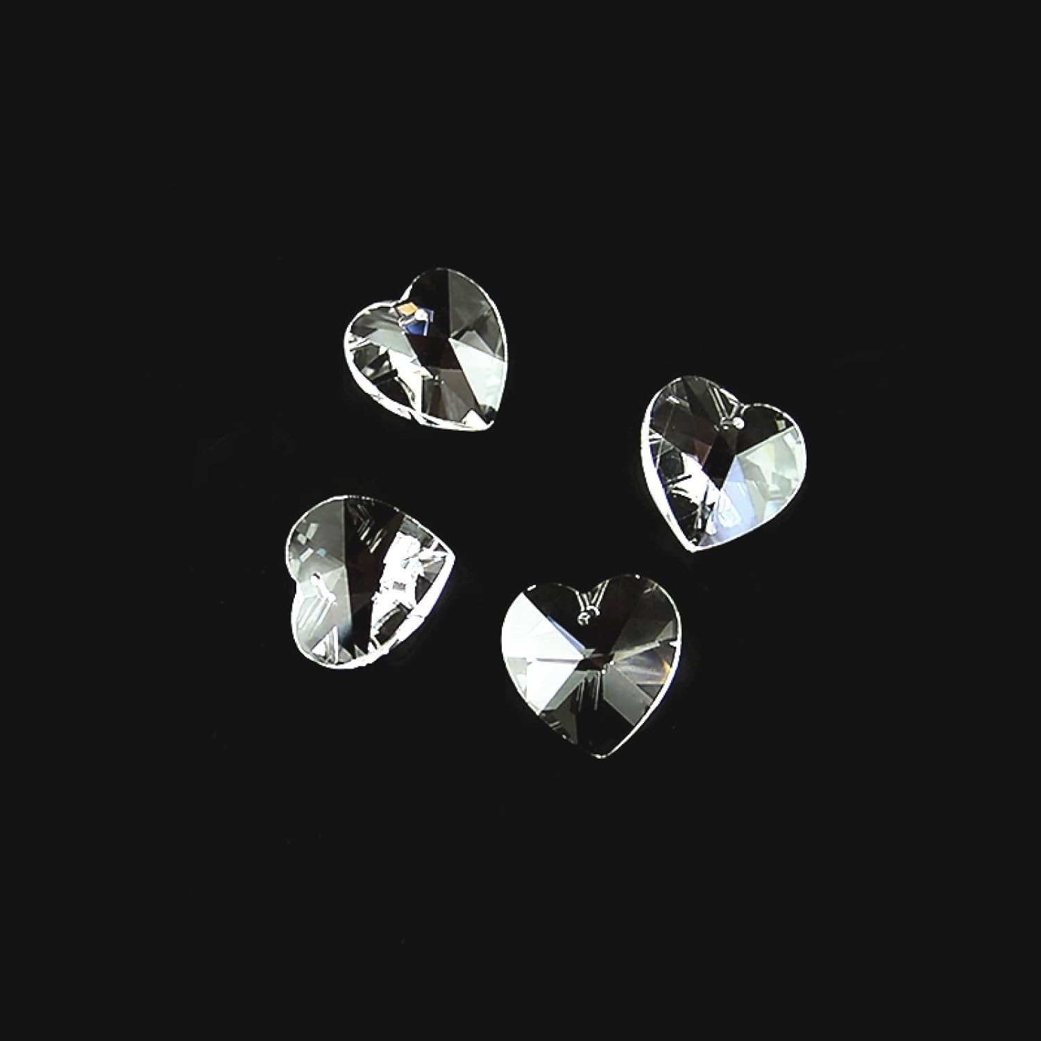 14mm Clear 100pcs-2000pcs Crystal Heart Shape 1 Hole Glass DIY Loose Beads Chandelier Prism Suncatchers,Clear,2000pcs