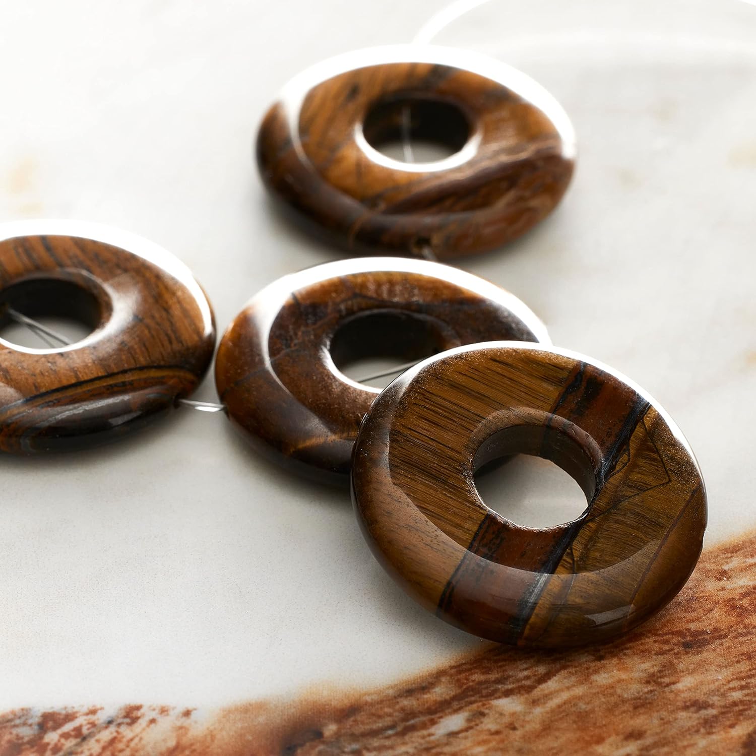 Bead Landing Tiger Eye Loop Beads, 30mm, 12 Pack