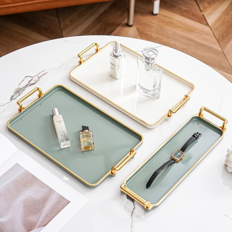 Cafeteria Tray Tray Household Rectangular Cosmetics Storage Tray Living Room Water Cup Storage Tray Hotel Apartment Storage Tray Serving Trays(B,Medium)
