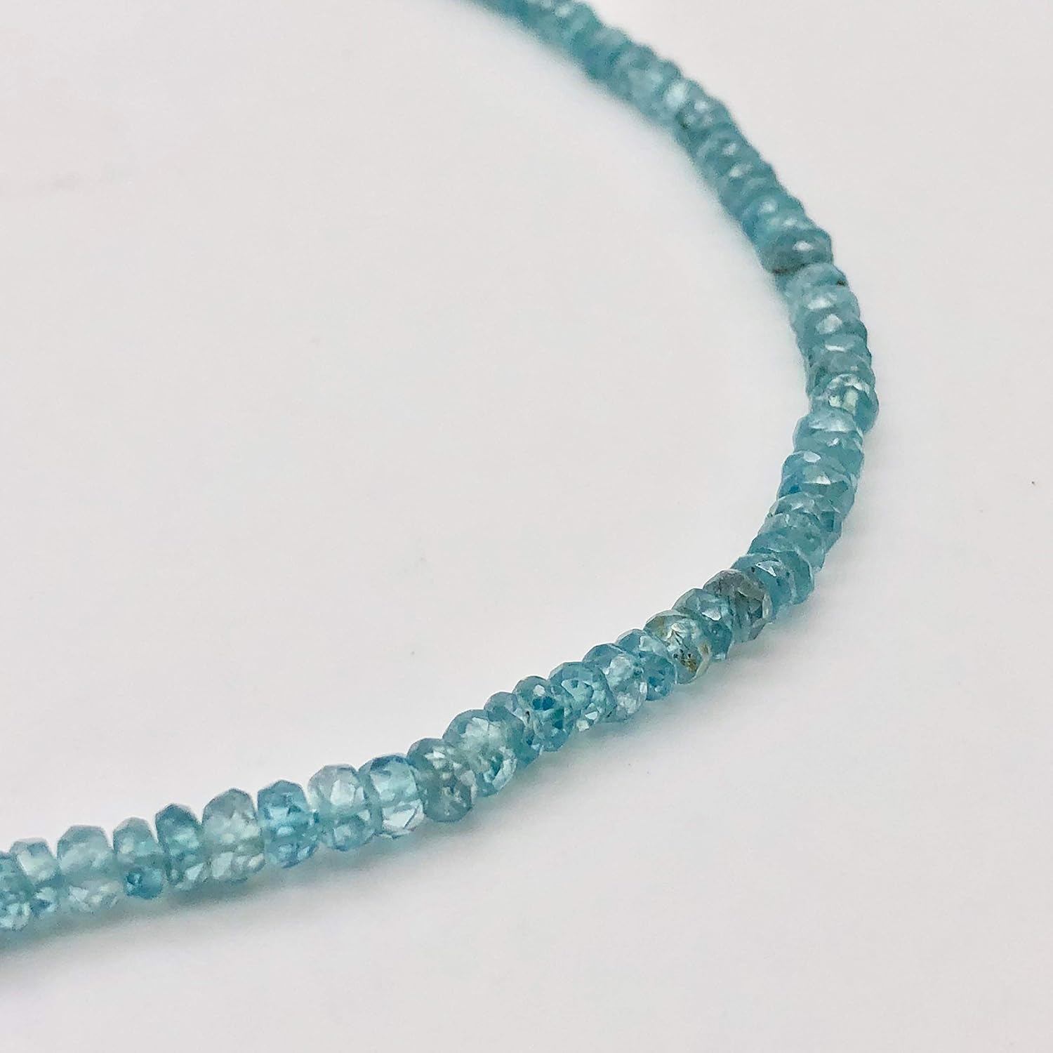 78.9cts Natural Blue Zircon 4x2.5-3x1.5mm Graduated Faceted Bead Strand 10845 for Jewelry Making