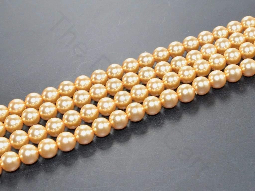 The Design Cart 6MM Preciosa Gold Glass Pearl Beads for Jewellery Making, Beading, Art and Craft Embellishments (200 Pieces)