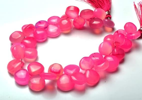 Beads Gemstone 1 Strand Natural 8 Inch Long Strand,Superb Pink Color CHALCENY Smooth Heart Shape Beads Briolettes 10 to 11 MM Code-HIGH-28885