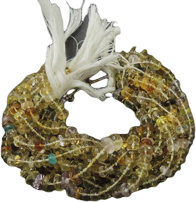 13 inch Strand of Natural gem Multi Stone, 6x7mm Rondelles Faceted Beads for DIY Jewelry Making. | Beads_05592