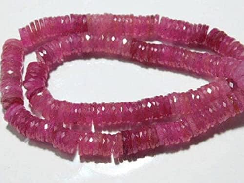 BEADS GEMSTONE 395 carat-AAA SUPERB Ruby Micro Cut LARGE Micro Cut wheel Rondelles- 16 Inch Long Strand -Stones measure- 8mm Code-HIGH-7585