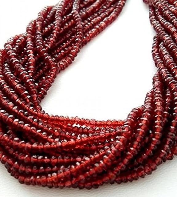 Natural Garnet Faceted rondelles Beads, 3 mm 13