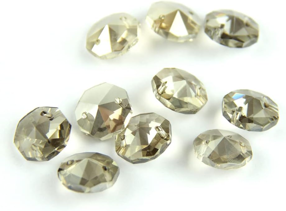 Hanging Crystals Prisms 14mm Octagon Beads in 1 Hole/2 Holes Cut&Faceted Glass Strand Garland Curtain Beads Hangings Crystals for Decoration(1 Hole,1000pcs)