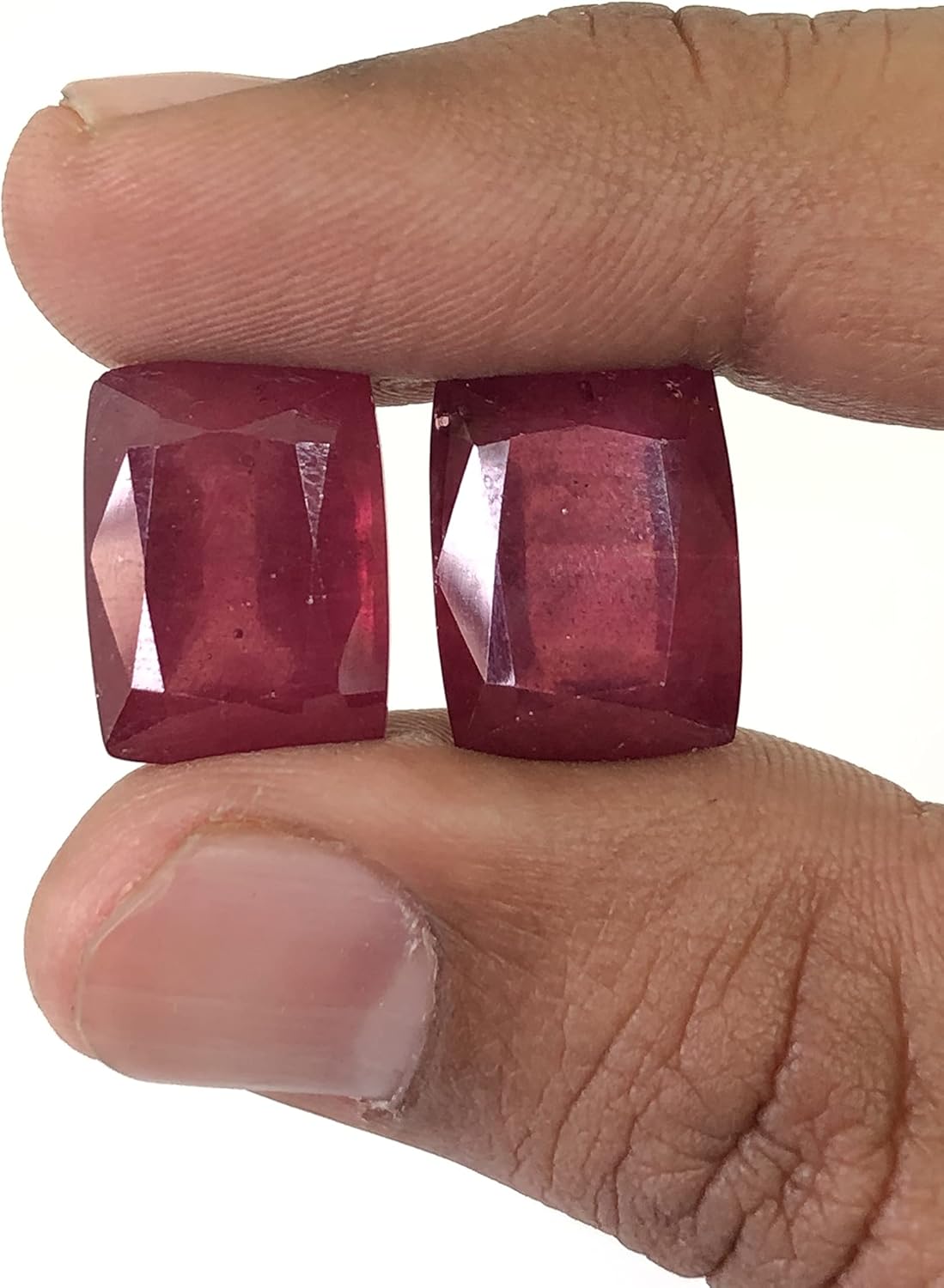 34.76 Ct Pair Ruby Cushion Shape Size 16x12 mm Cut Faceted Attractive High Quality Fine Loose Gemstone Best For Making Earring Jewelry