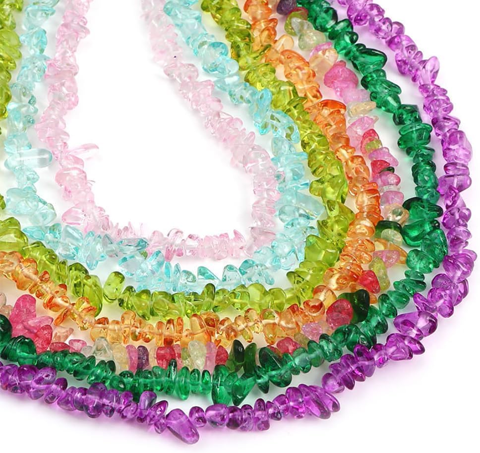 400Pcs Stone Beads for Jewelry Making,5-10 mm Loose Waist Beads Bulk for Craft, Transparent Beads Irregular Beads for Bracelets Keychain Earring,(Mixed Color,5 10 mm(1600P))