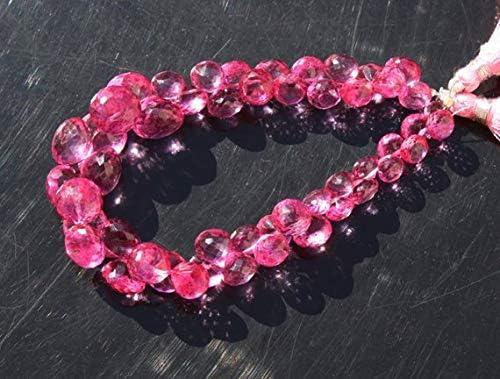 13 inch natural beads strand of 6-11mm faceted onion mystic pink quartz gemstone briolletes beads for DIY jewelry - necklace, bracelet, earring, ring.