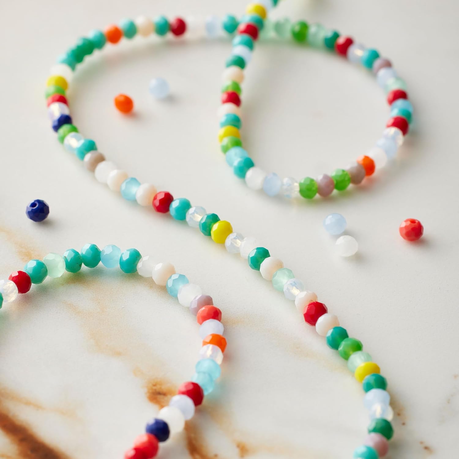 Bead Landing Multicolor Faceted Glass Rondelle Beads (2.4mm x 3mm) – 12 Pack of Assorted Color Beads for Jewelry Making, Bracelets, Necklaces & DIY Crafts