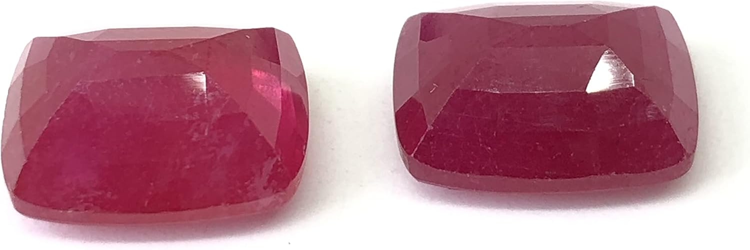 15.40 Ct Pair Ruby Cushion Shape Size 12x10 mm Cut Faceted Attractive High Quality Fine Loose Gemstone Best For Making Earring Jewelry