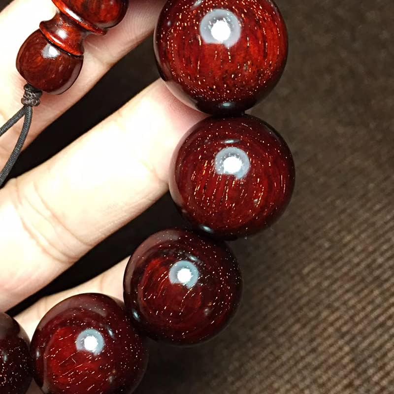 Mascot Wooden Crafts Wood Carving Art Wood Decoration Artwork 印度小叶紫檀2.0 * 12颗手串酒红色老料多星金星闪闪发亮泥料玻璃底(小叶紫檀手串)