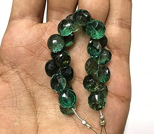 Natural Green Hydro Quartz Onion Faceted Beads 9X10MM 4 inch Long String Jewelry Making Gemstone Beads for Necklace Bracelet