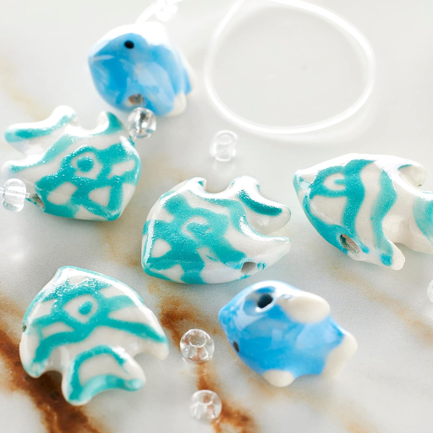 Bead Landing Blue Fish Mix Ceramic Beads, 12 Packs: 8 ct. (96 Total)