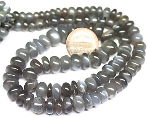 Natural Grey Fire Moonstone Smooth Gemstone Rondelle Gemstone Loose Craft Beads Strand 18 Inch Long 10mm 6mm Code-HIGH-26237