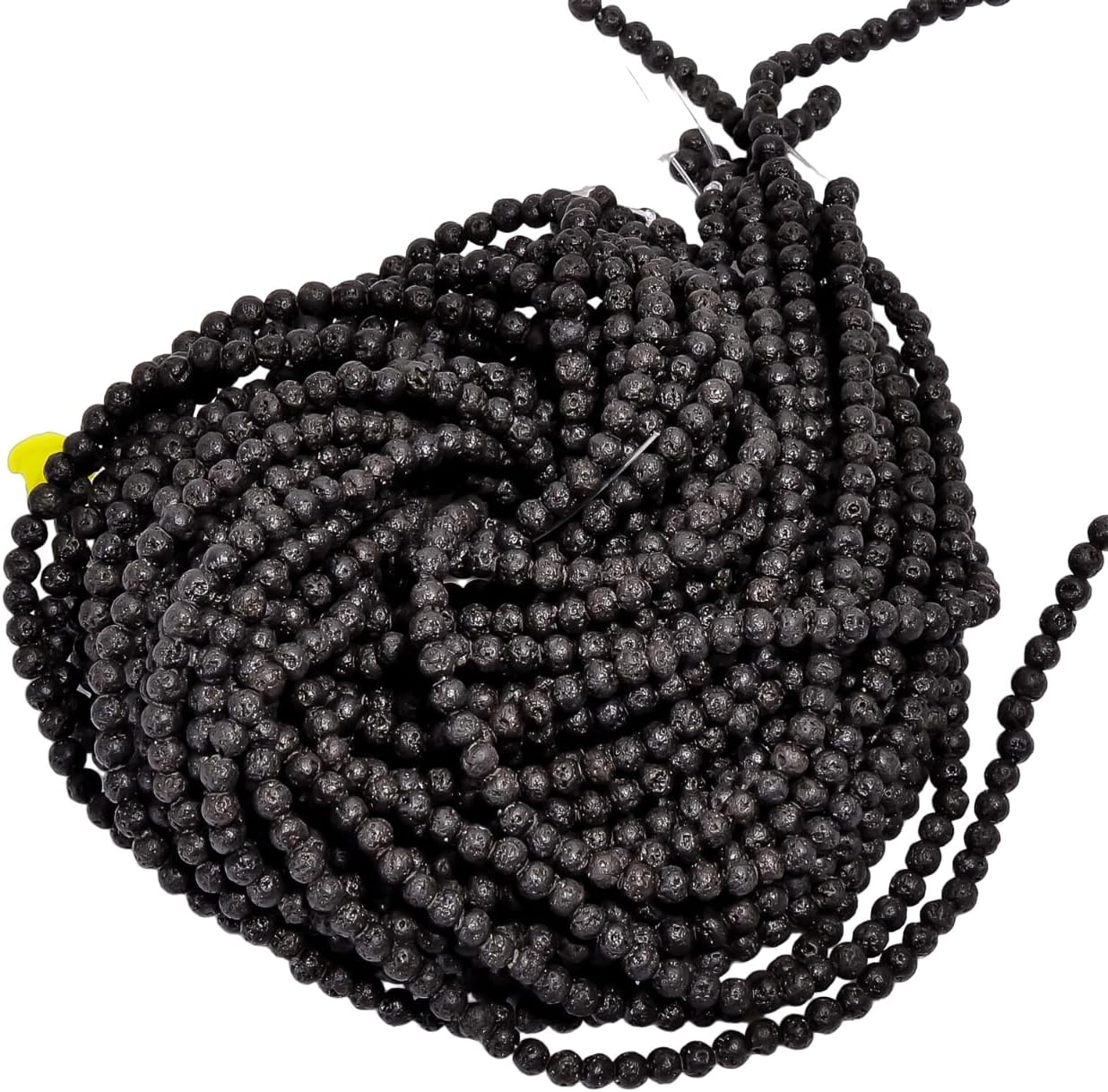 Natural Black Lava Ball Gemstone Round Smooth Beads 4X4.5 mm 50 Strand 15