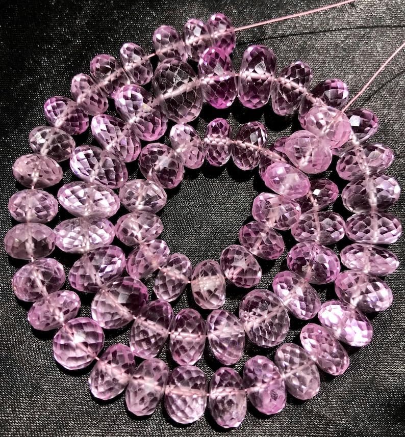 Natural Pink Spinel Roundelle Faceted Beads 9-13 MM 16 inch Long String Jewelry Making Gemstone Beads for Necklace Bracelet