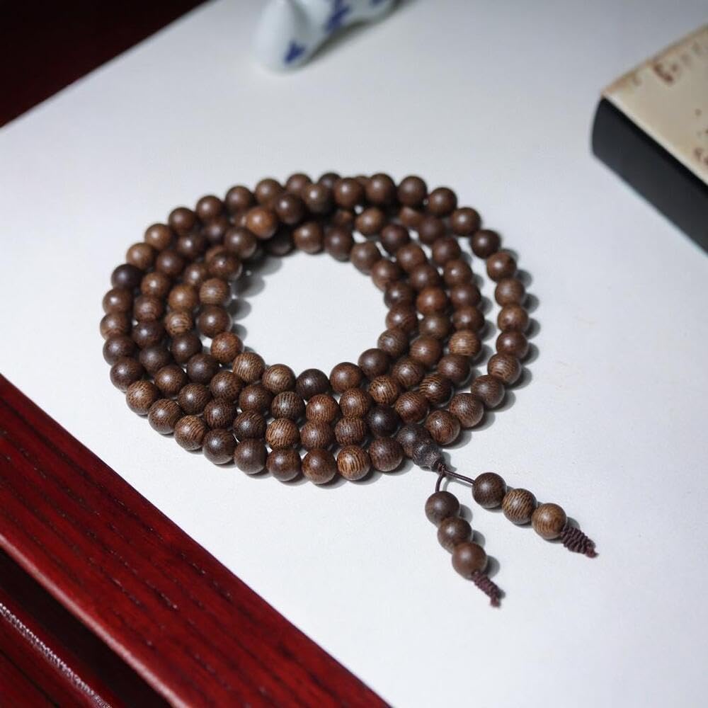 Agarwood 8mm*108pcs Brunei Black Chess Agarwood Skewers Buddha Beads Rosary Beads