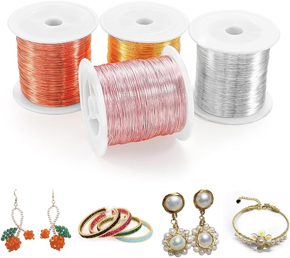 OP 60-640m 0.3-1mm Copper Wire Colorfast Beading Wire Cord Jewelry String for DIY Craft Making Jewelry Cord String Accessories T108 (Color : Gold, Size : 0.6x200m)