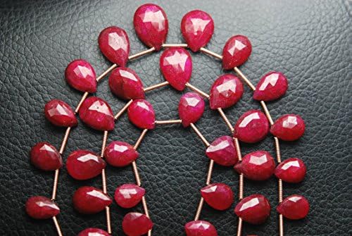 13 inch natural beads strand of 11.5-6mm faceted pear dyed ruby gemstone briolletes beads for DIY jewelry - necklace, bracelet, earring, ring.