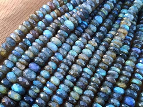 13 inch Strand of Natural gem Labradorite, 6-7mm rondelle Faceted Beads for DIY Jewelry Making. | Beads_05059