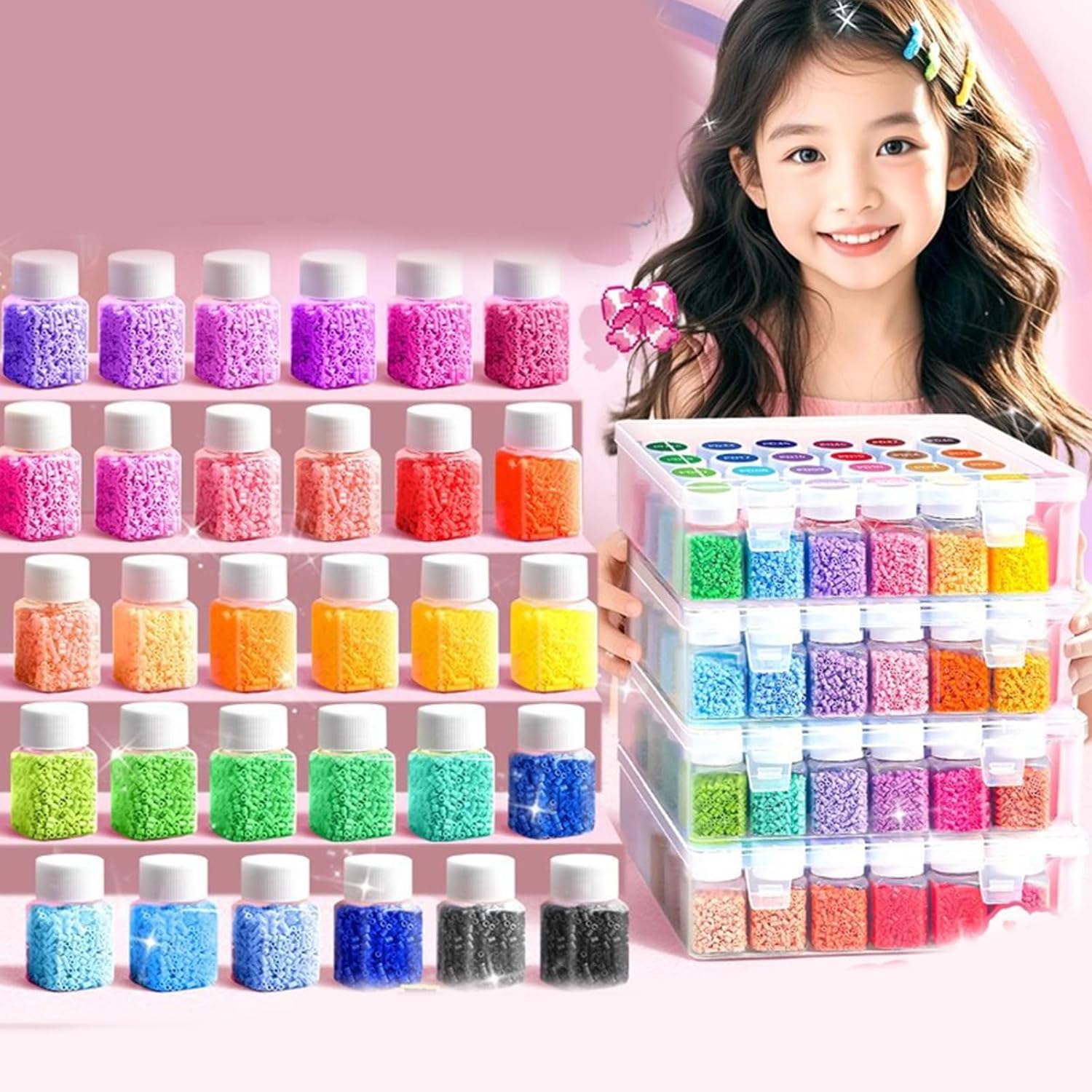 Complete Beads Craft Set with Colorful Beads for Adults Creative Projects