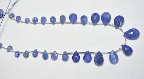 BEADS GEMSTONE 11 Inches Strand Tanzanite Faceted Pear Shape Beads, Tanzanite Cut Pear, Gemstone for Jewelry, 5x6.5mm to 11x16mm Code-HIGH-24600