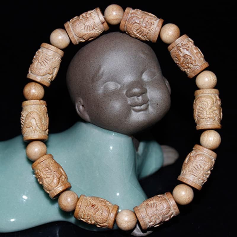 Mascot Wooden Crafts Wood Carving Art Wood Decoration Artwork 东加老山檀香雕刻珠手串 飞龙在天佛珠10*1.5(东家老山檀香飞龙在天9颗)