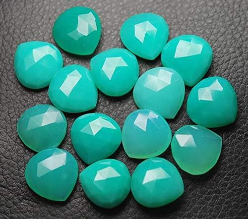 20 Pcs,Flat On One Side,Chrysoprase Chalceny Faceted Heart Shape Briolettes 14mm Code-HIGH-57188
