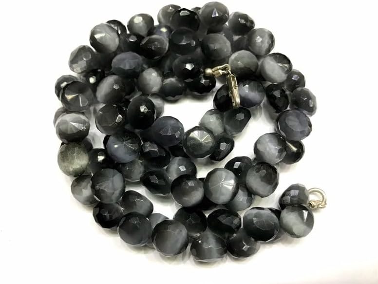 Natural Black CATSEYE Onion Faceted Beads 10mm 16 inch Long String Jewelry Making Gemstone Beads for Necklace Bracelet