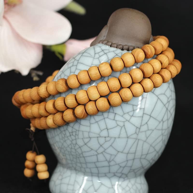 崖柏素珠珠手链手串项链民族风佛珠手链手串饰品工艺(崖柏珠手工7*9)