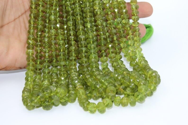 AAA+ Quality Natural Peridot Faceted Rondelle 6-10mm Beads for Jewlery Making