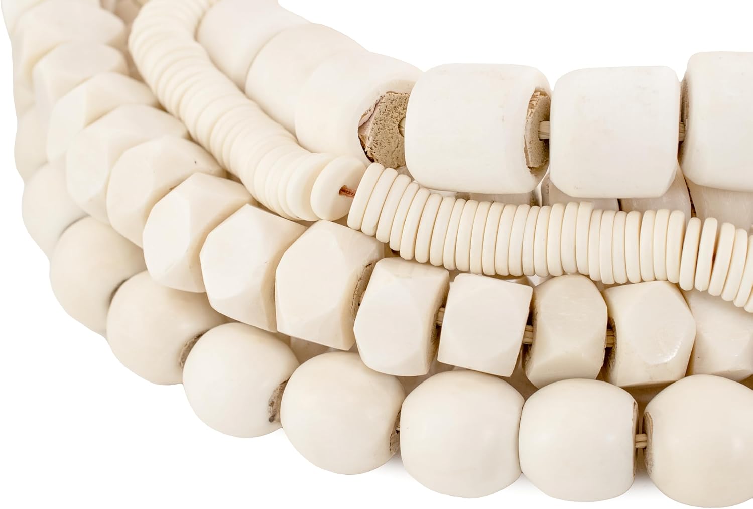 White Bone Bead Bundle – 6 Strand Collection | Handmade African & Nepalese Beads | Classic White Beads for Jewelry Making, Crafts, and Home Decor | Fair Trade Artisan Beads