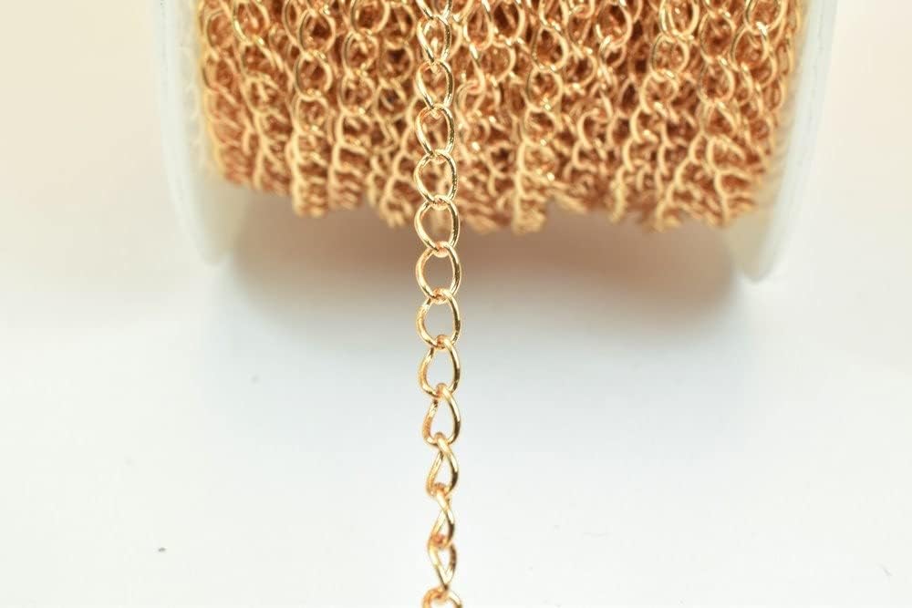 18K Pinky Gold Filled EP Chain Cable Link Chain Width 3mm Thick 1mm Gold-Filled findings for Gold Filled Sold by Foot PGF26