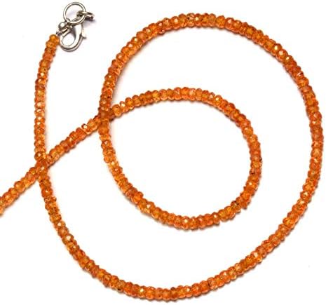 13 inch natural beads strand of 3-4mm faceted rondelle spessartine garnet gemstone beads for DIY jewelry - necklace, bracelet, earring, ring.