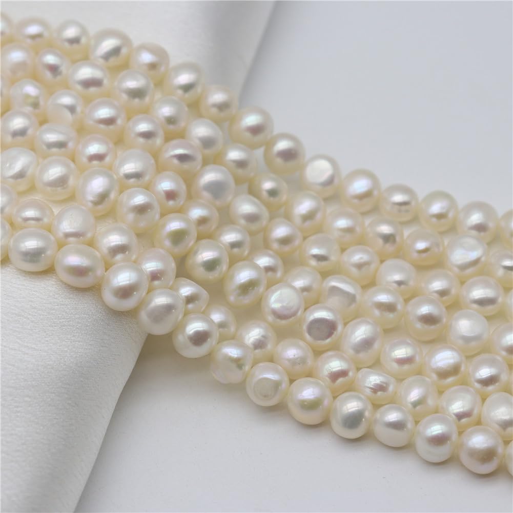 8Mm-9Mm Natural Freshwater Pearls Beads Rice-Shaped Circular Flat-Shape Irregular Beads for Jewelry Making Black 200 Pieces