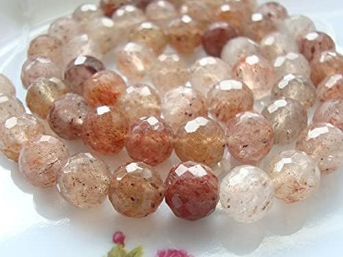 Red Shaded Rutilated Quartz Faceted Round Beads, 8 mm Disco Balls - 16