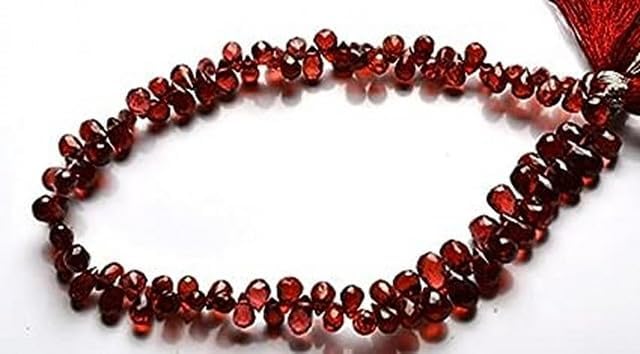 8.6 Inch Natural Gemstone Faceted Beads Drop Shape Briolettes Very Rare Garnet 5 to 6 MM lot of 10 Strands CHIK-STRD-95026