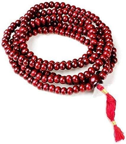 Traditional Red Sandalwood Mala Prayer Beads, 108 Count, Lal Chandan Wooden Buddhist Rosary for Meditation, Spiritual Practice Pack of 12