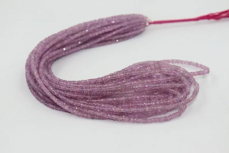 Natural Pink Sapphire Faceted Rondelle Beads 2.5-3.5mm Pink Sapphire Faceted 3mm Pink Sapphire Beads Wholesale Beads