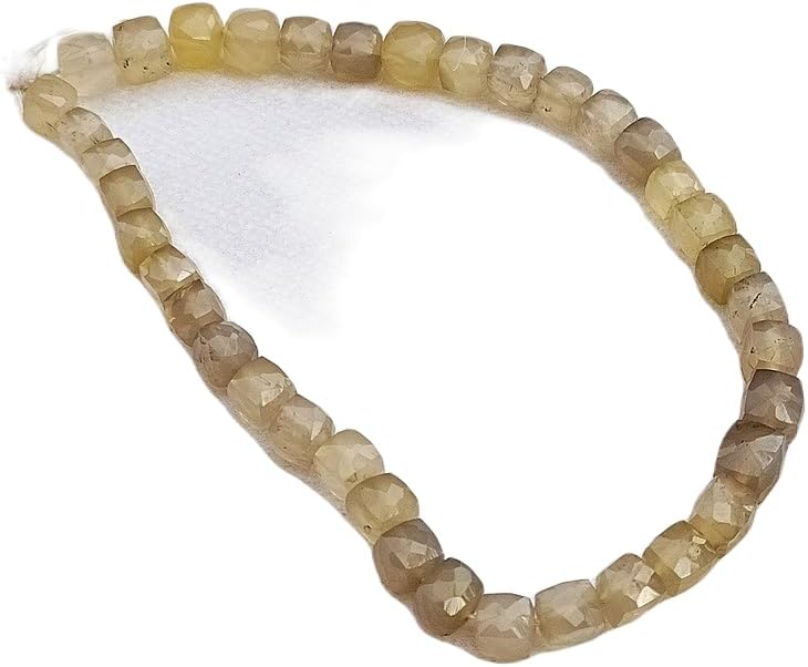 13 inch Strand of Natural gem Gray Moonstone, 5-6mm Box Faceted Beads for DIY Jewelry Making. | Beads_03944