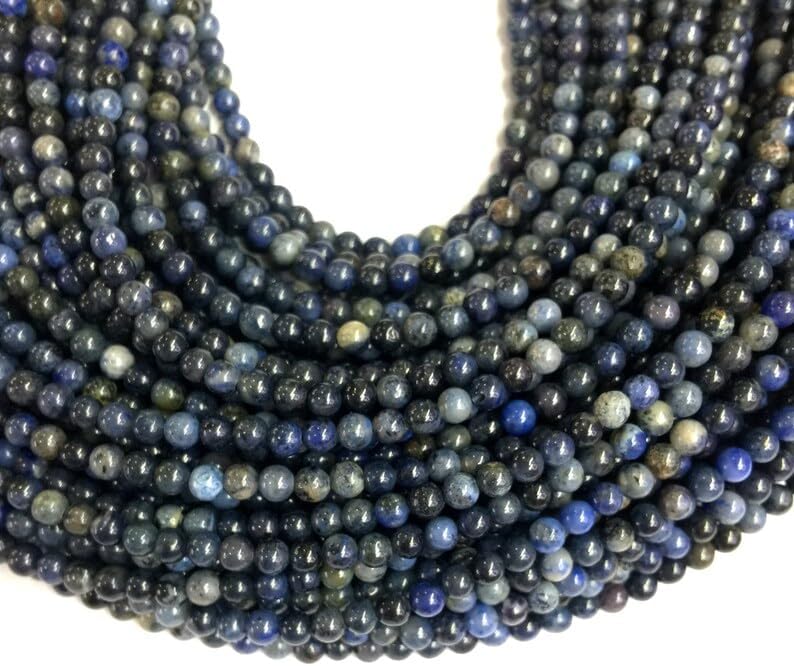 13 inch Strand of Natural gem Dumortierite, 3 mm Round Smooth Beads for DIY Jewelry Making. | Beads_03465