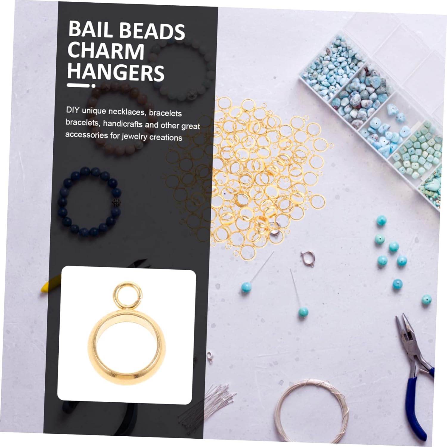 500pcs Stainless Steel Bail Beads Hanger Links for Jewelry Making DIY Accessories