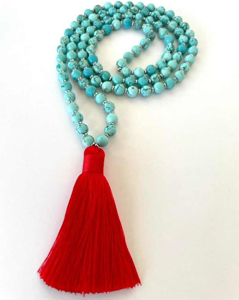 Natural TURQUOISE 8mm 108 Mala Beads, Spiritual, Meditation Beads, Reiki, Japa Mala, Buddhist Prayer Beads, Yoga Bracelet, healing beads LKMALA-RRGU-1248