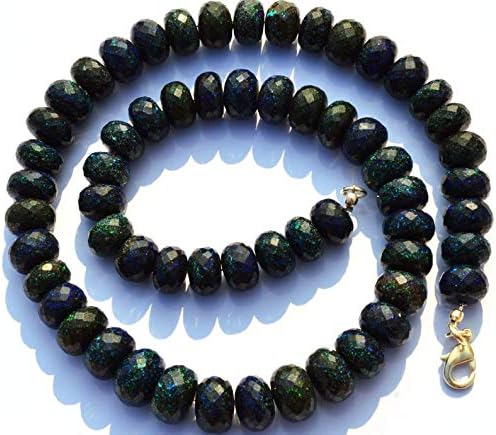 Very Rare Natural Gem Australian Matrix Black Opal Big 10 to 11MM Faceted Rondelle Beads 17 Inch Full Strand Finished Necklace Rare Gem