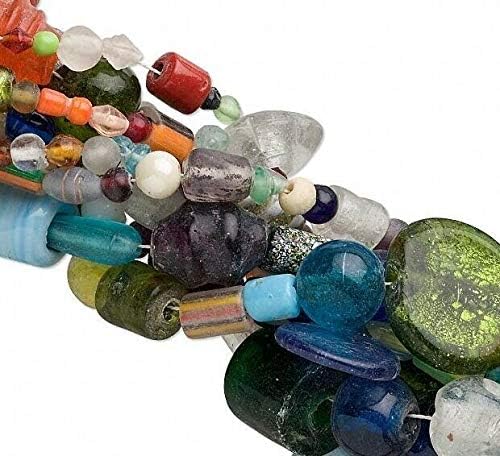 Ten 16'' Strands Assorted Glass Beads / 6-22mm Smooth, Matte & Textured Mix