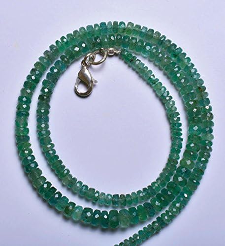 1 Strand Natural 17 Inches Stands AAAA Gems Quality 100% Natural Emerald Transparent Faceted Roundels Beads Necklace 2.5 to 5 MM