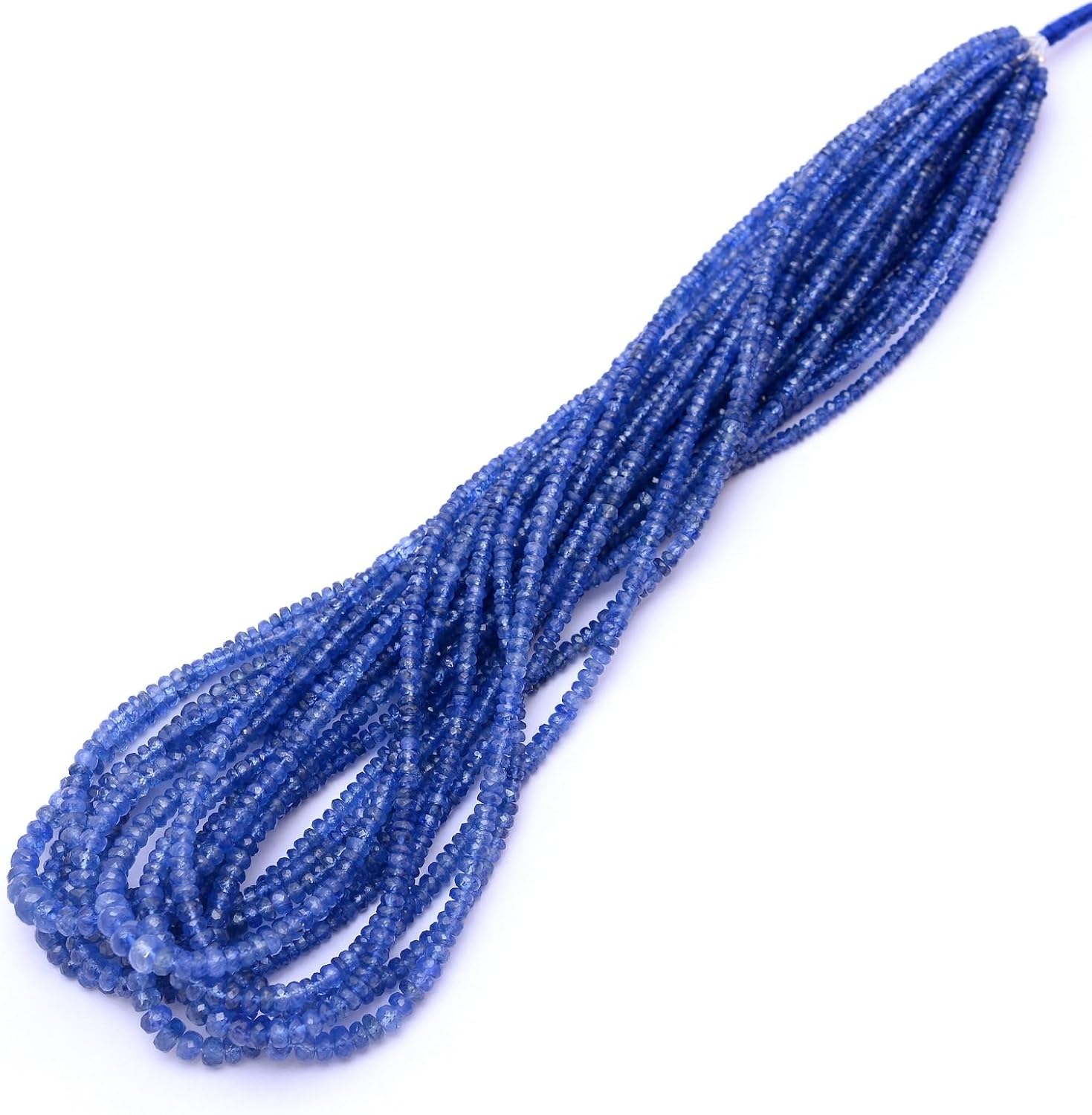 Blue Sapphire Faceted Rondelle Beads 3-4mm – 16-inch Strand – Premium Quality for Jewelry Making & Crafting